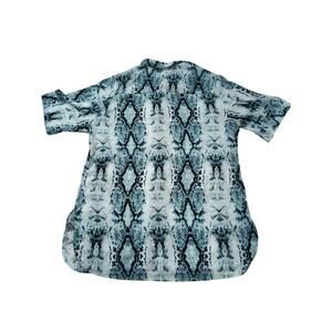 Snake skin shirt, blue animal print shirt: Women